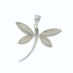 Mother of Pearl Dragonfly Pendant in Sterling Silver w/chain